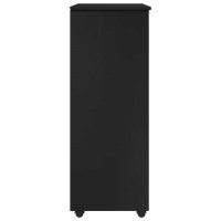 Produktbild för Rullande skåp med hjul Svart 53 x 39 x 103 cm Massiv furu