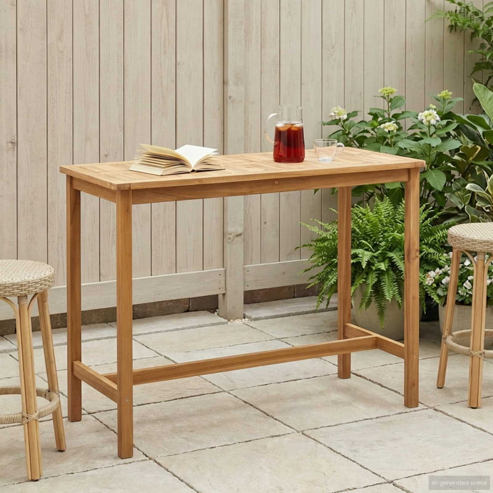 Produktbild för Barbord Naturlig 150 x 75 x 105 cm Massivt teakträ