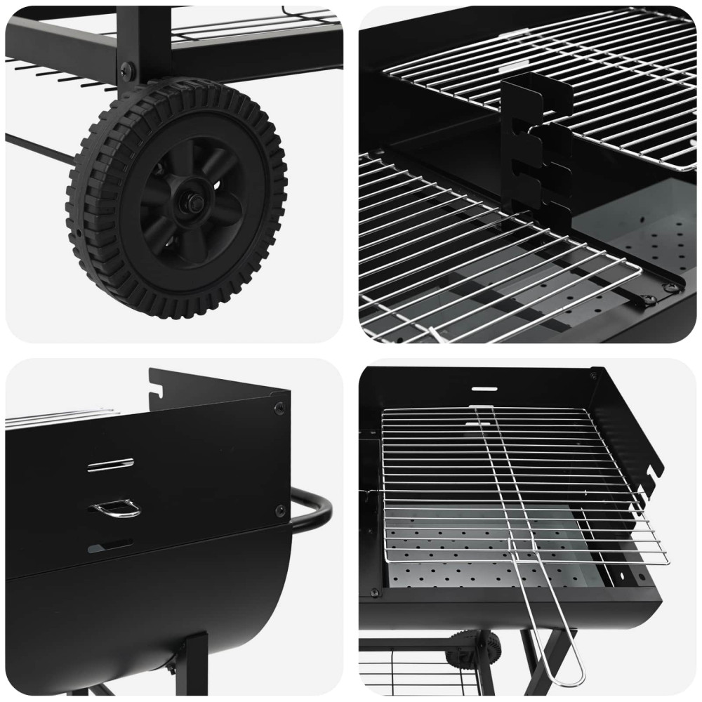Produktbild för Kolgrill 96,5 x 42,5 x 88,5 cm Svart