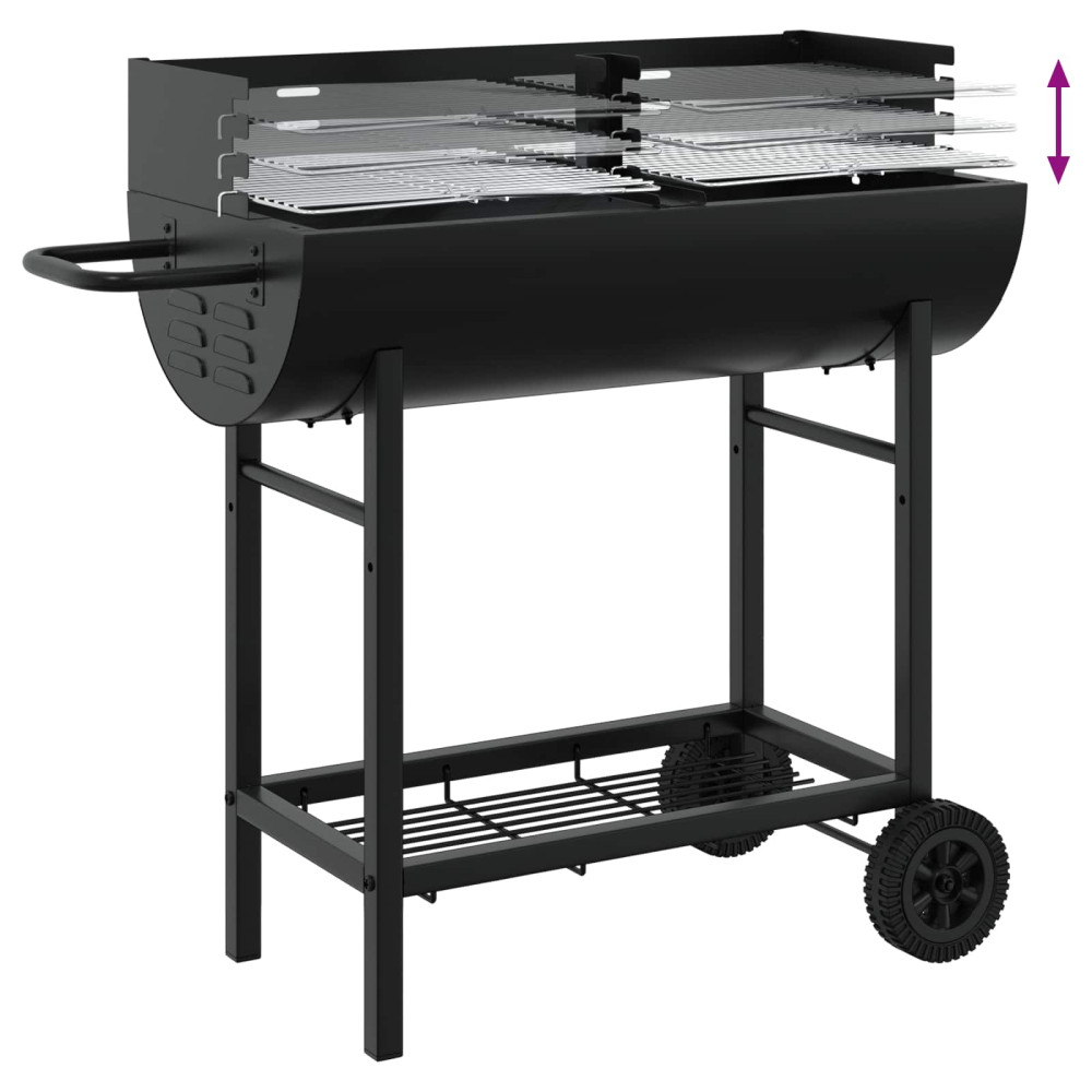 Produktbild för Kolgrill 96,5 x 42,5 x 88,5 cm Svart