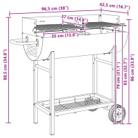 Produktbild för Kolgrill 96,5 x 42,5 x 88,5 cm Svart