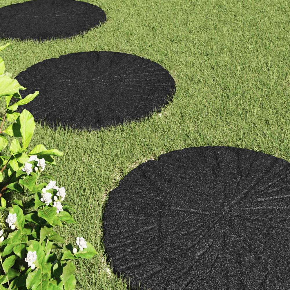 Produktbild för Stepping Stone 6 pcs Svart Ø 45 x 1,8 cm Gummi