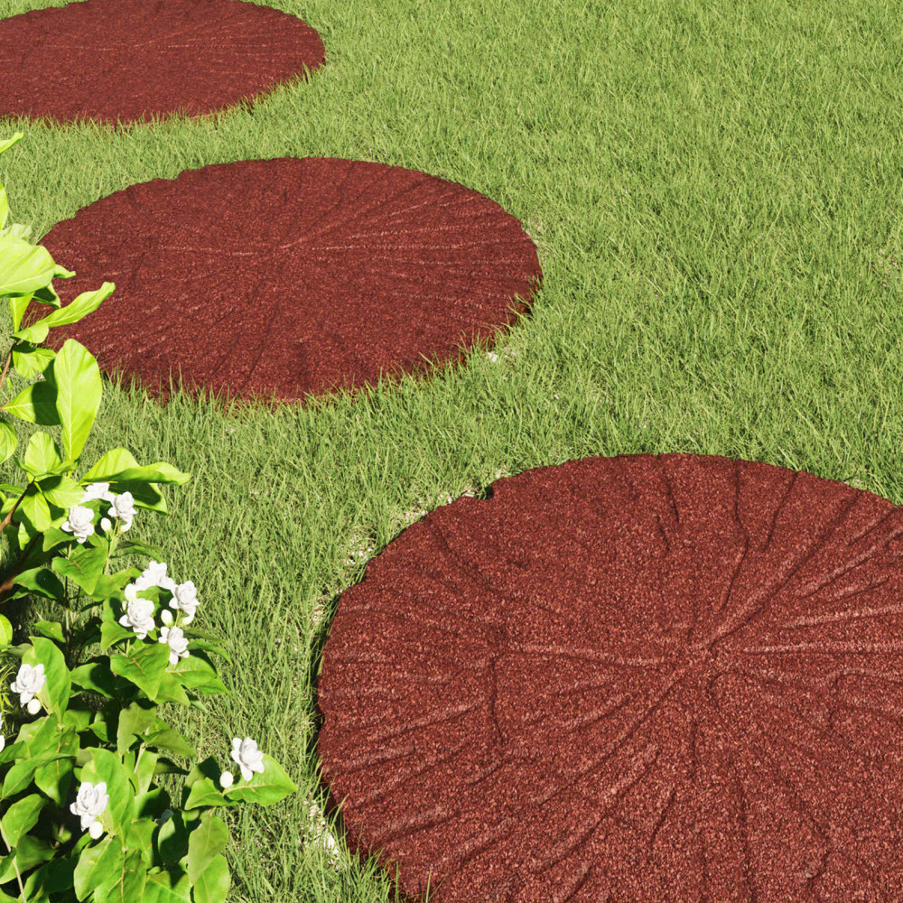 Produktbild för Stepping Stone 6 pcs Röd Ø 45 x 1,8 cm Gummi