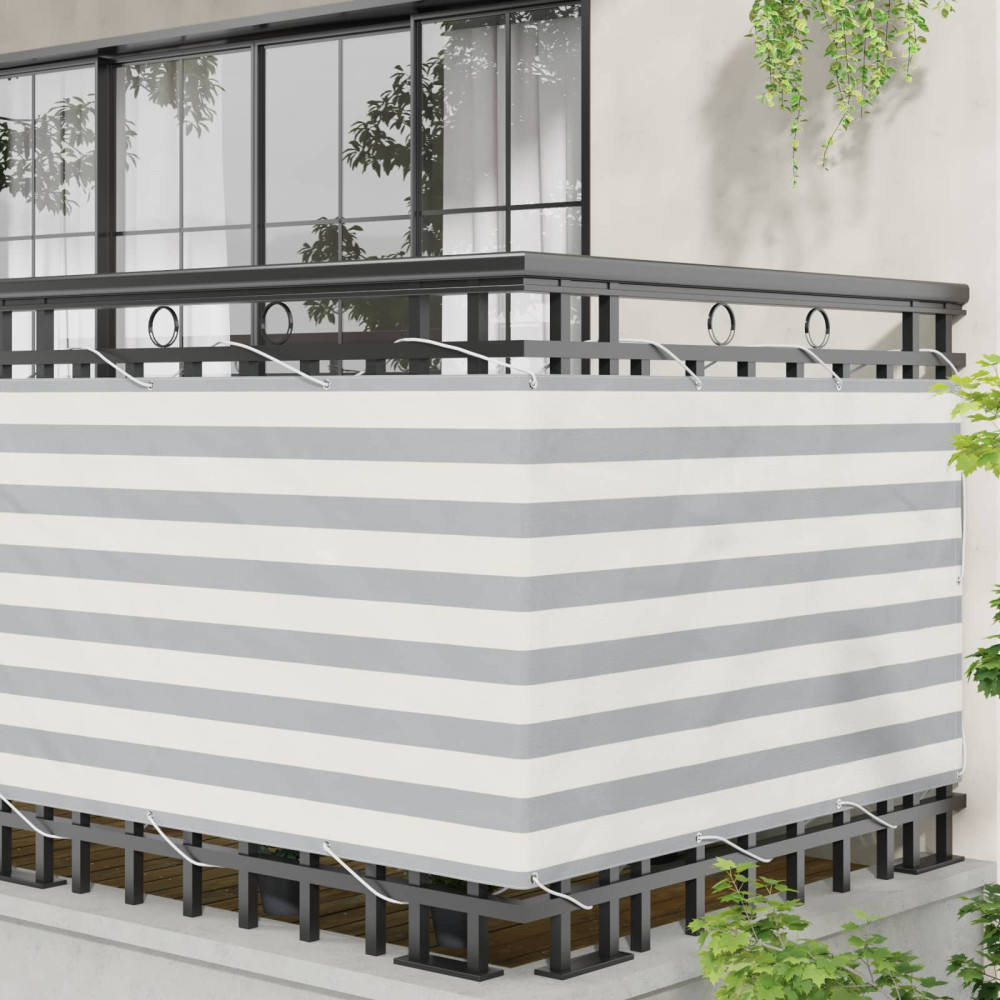Produktbild för Balkong Skärm Ljusgrå och vit. 100 x 1000 cm Oxford Tyg