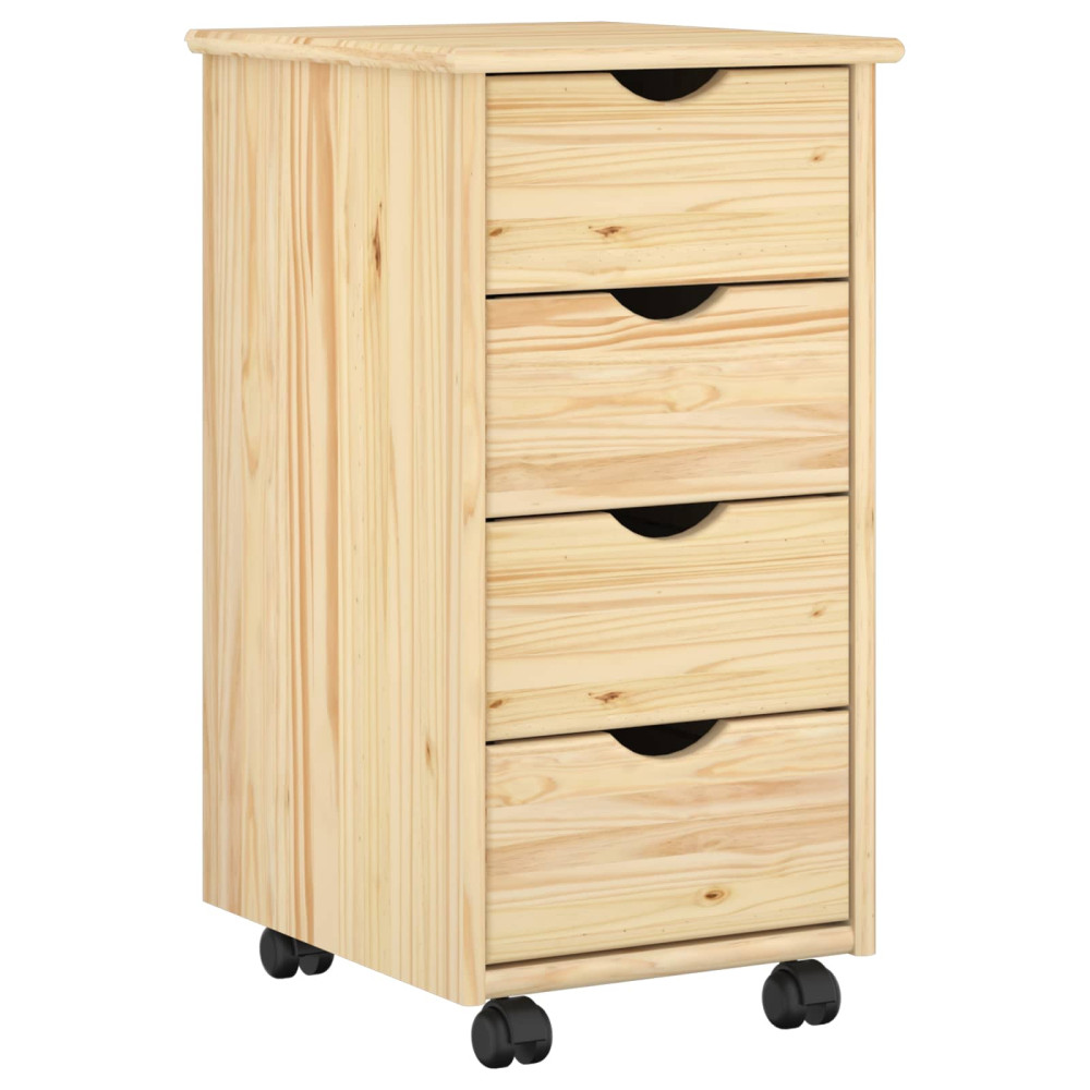 Produktbild för Rullande skåp med hjul Brun 65,5 x 34 x 39 cm Massiv furu