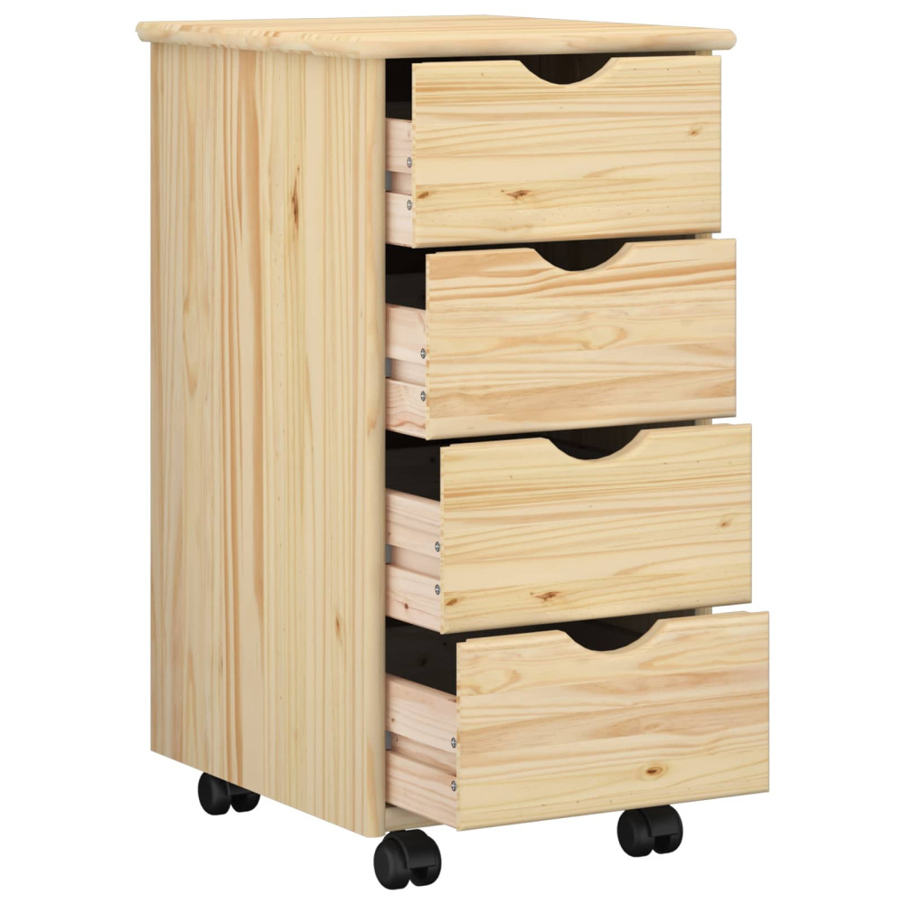 Produktbild för Rullande skåp med hjul Brun 65,5 x 34 x 39 cm Massiv furu