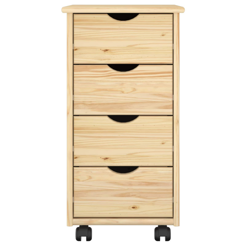 Produktbild för Rullande skåp med hjul Brun 65,5 x 34 x 39 cm Massiv furu