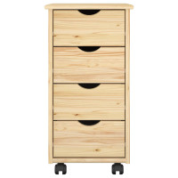 Produktbild för Rullande skåp med hjul Brun 65,5 x 34 x 39 cm Massiv furu