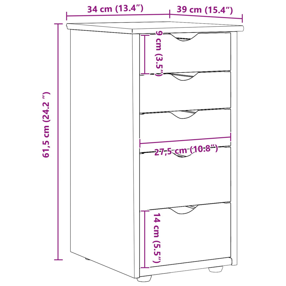 Produktbild för Skåp Brun 34 x 39 x 61,5 cm Massiv furu