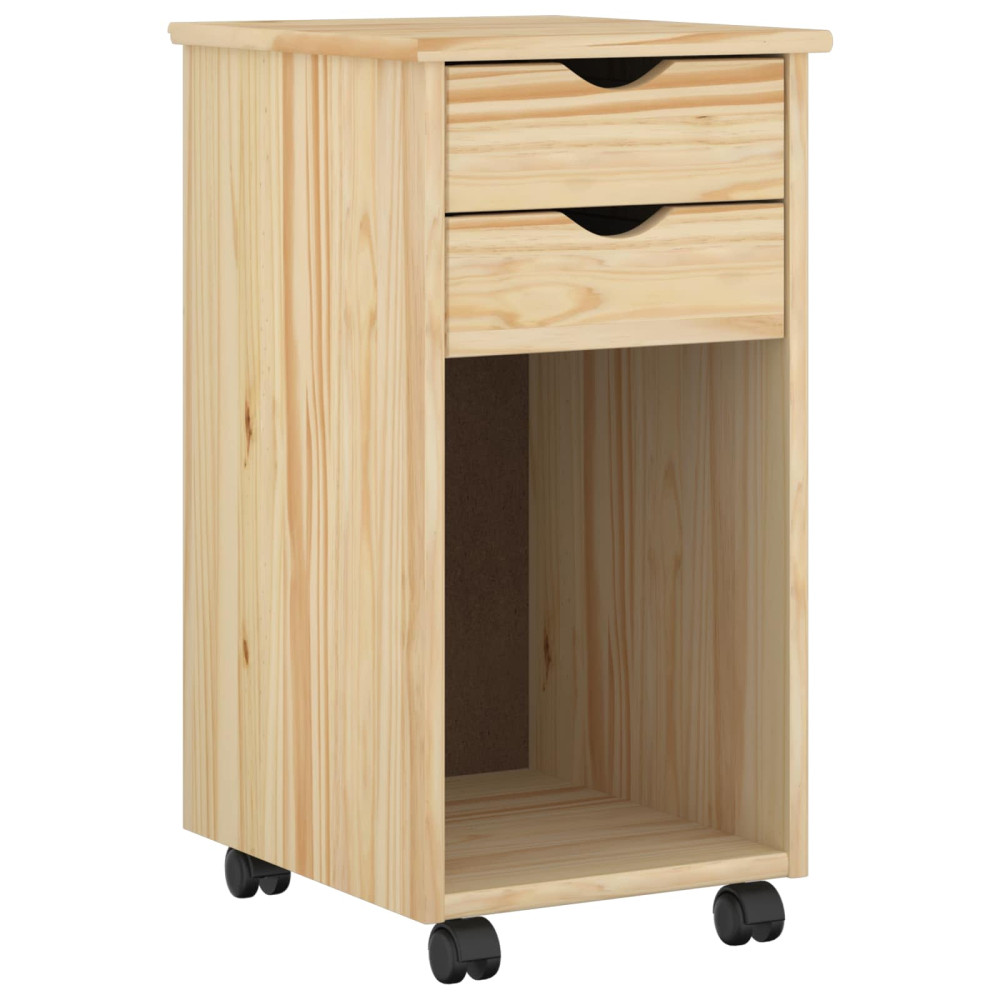 Produktbild för Rullande skåp Brun 34 x 39 x 65,5 cm Massivt furu