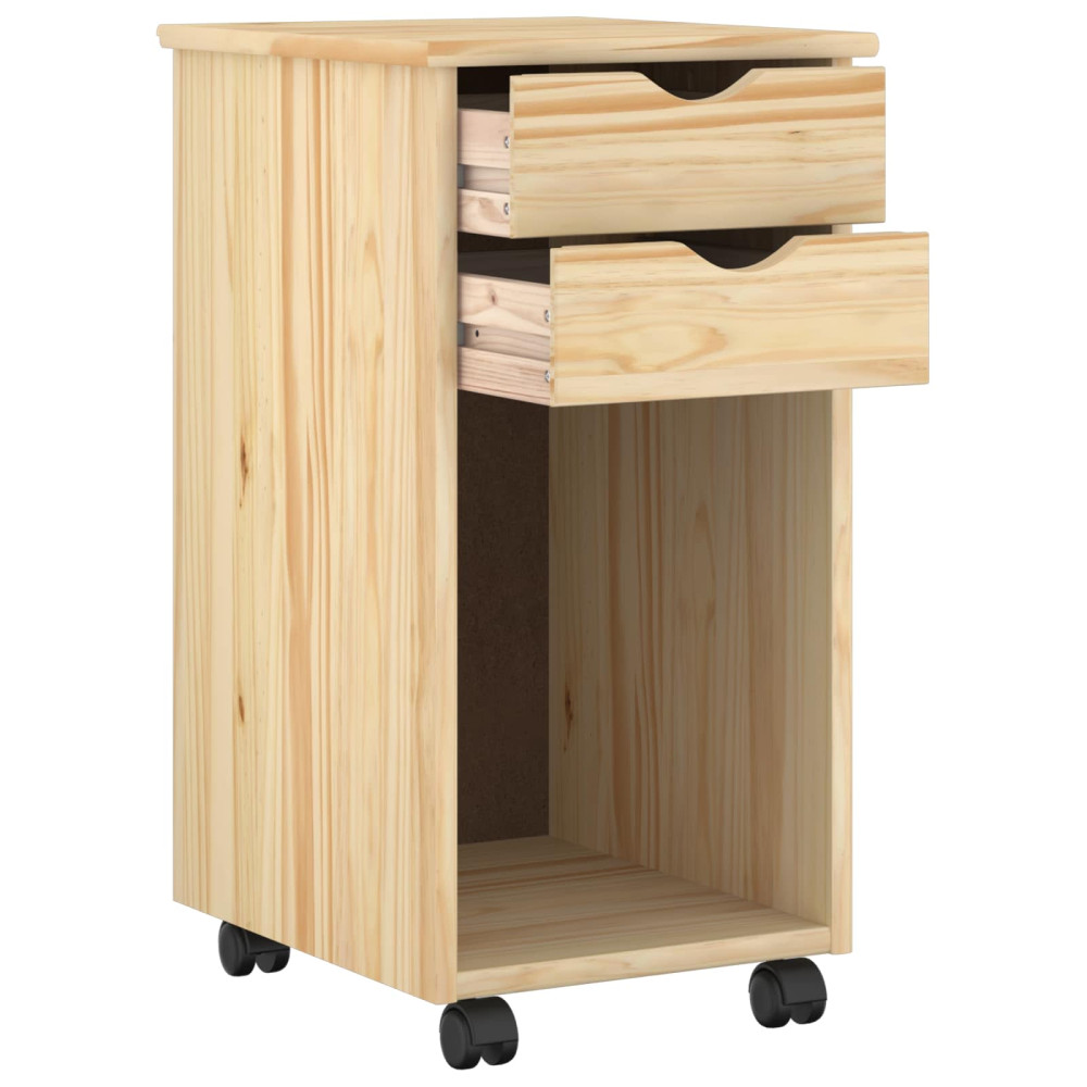 Produktbild för Rullande skåp Brun 34 x 39 x 65,5 cm Massivt furu