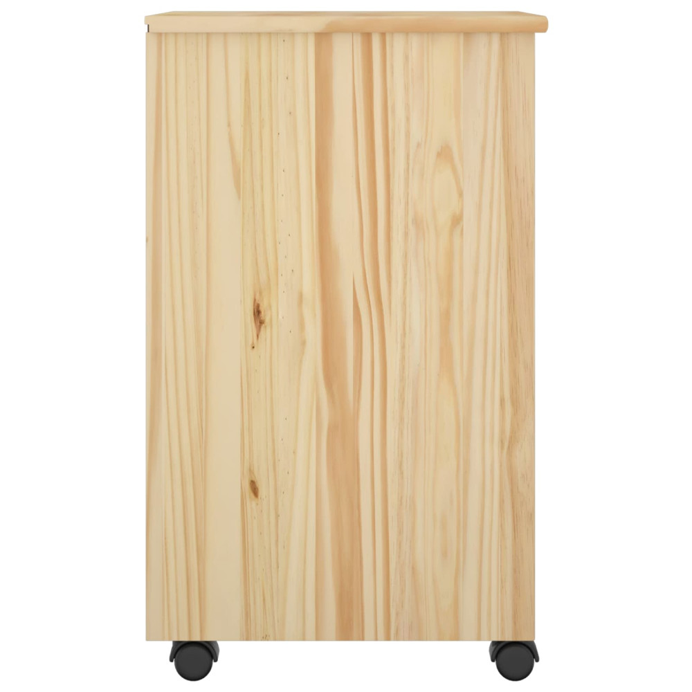 Produktbild för Rullande skåp Brun 34 x 39 x 65,5 cm Massivt furu