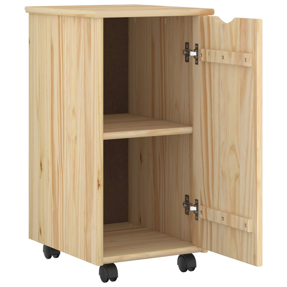 Produktbild för Rullande skåp med hjul Brun 34 x 39 x 65,5 cm Massiv furu