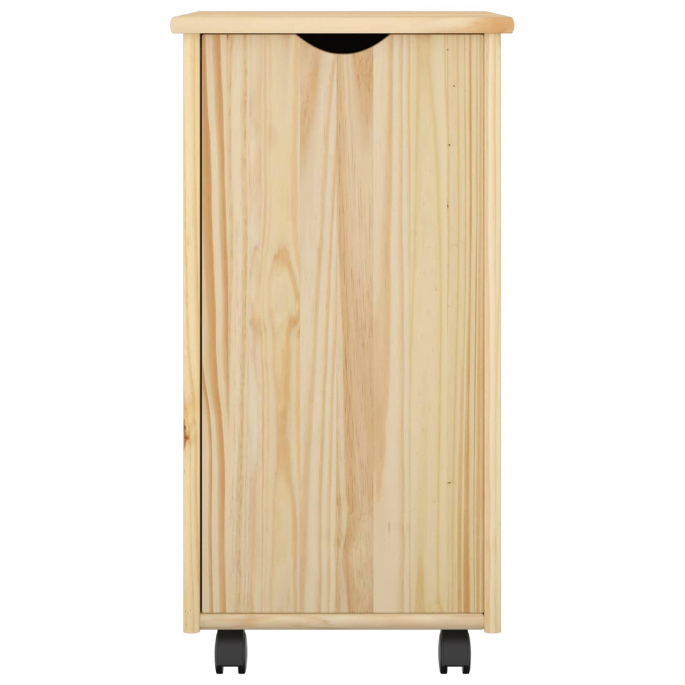 Produktbild för Rullande skåp med hjul Brun 34 x 39 x 65,5 cm Massiv furu