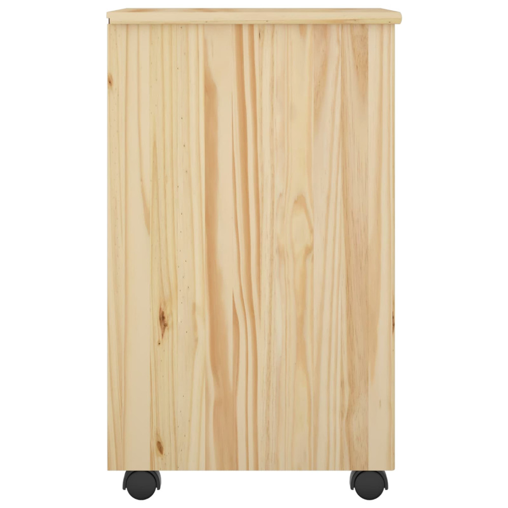Produktbild för Rullande skåp med hjul Brun 34 x 39 x 65,5 cm Massiv furu