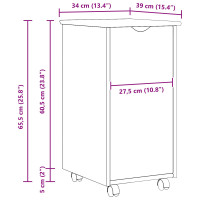Produktbild för Rullande skåp med hjul Brun 34 x 39 x 65,5 cm Massiv furu