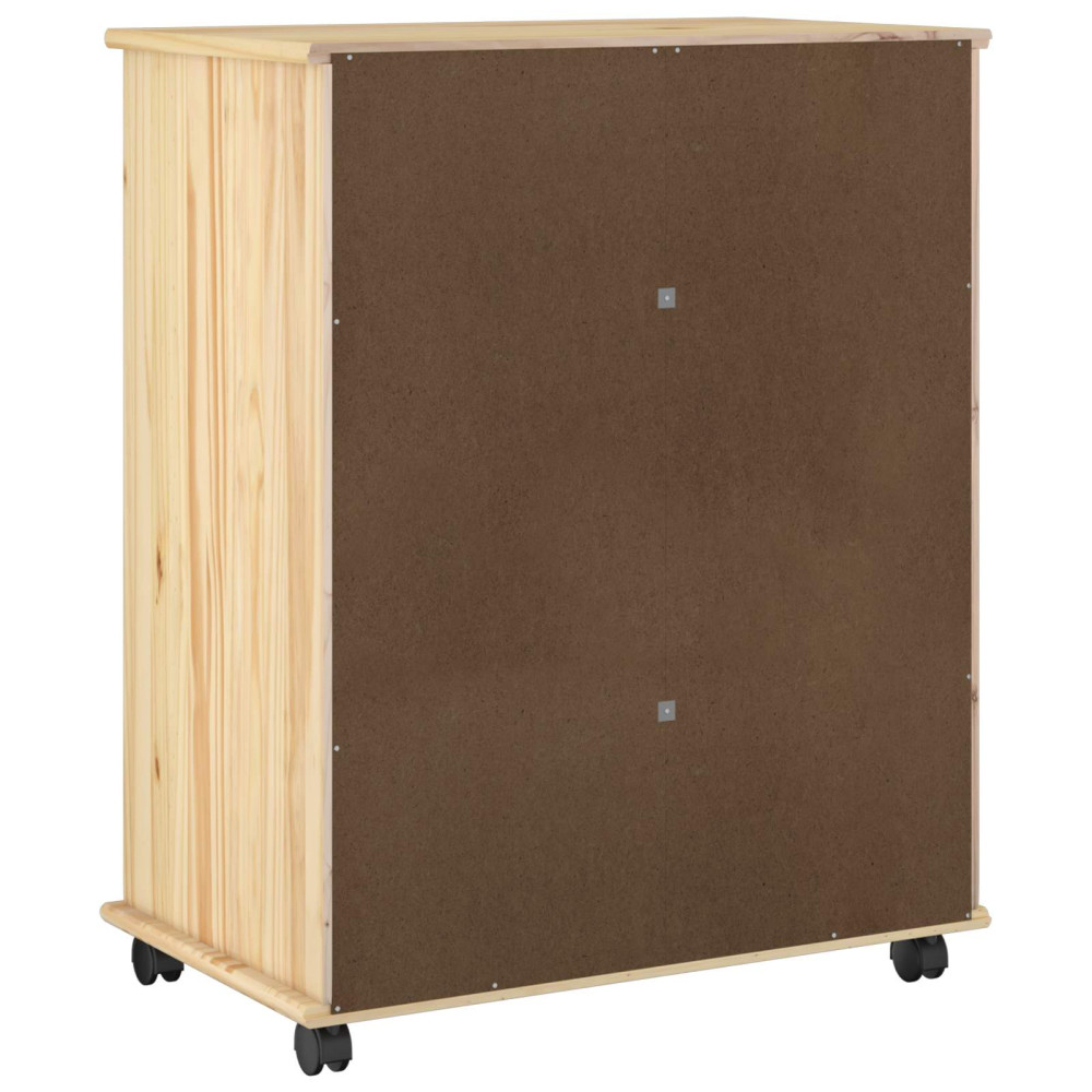 Produktbild för Rullande skåp med hjul Brun 63,5 x 39 x 79 cm Massiv furu