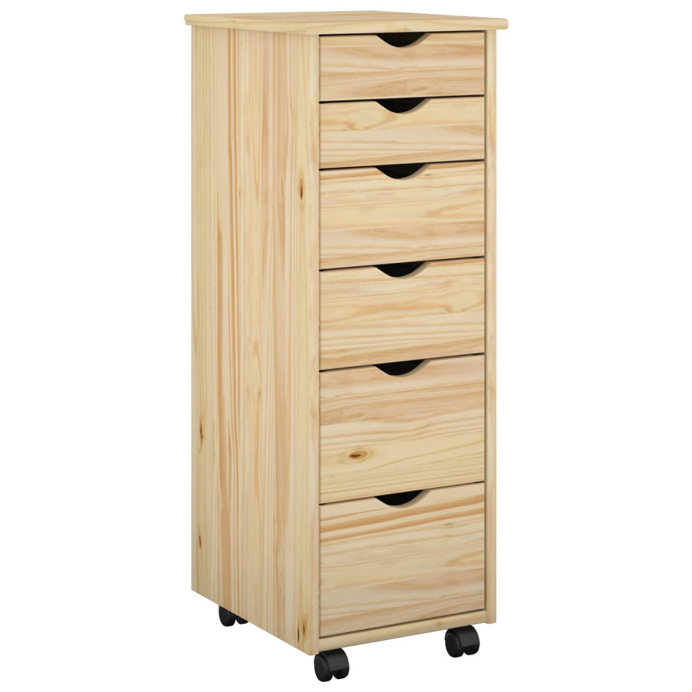 Produktbild för Rullande skåp med hjul Brun 34 x 39 x 93,5 cm Massiv furu