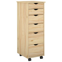 Produktbild för Rullande skåp med hjul Brun 34 x 39 x 93,5 cm Massiv furu