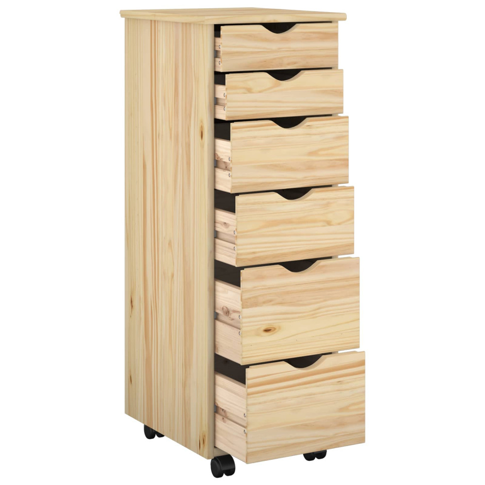 Produktbild för Rullande skåp med hjul Brun 34 x 39 x 93,5 cm Massiv furu