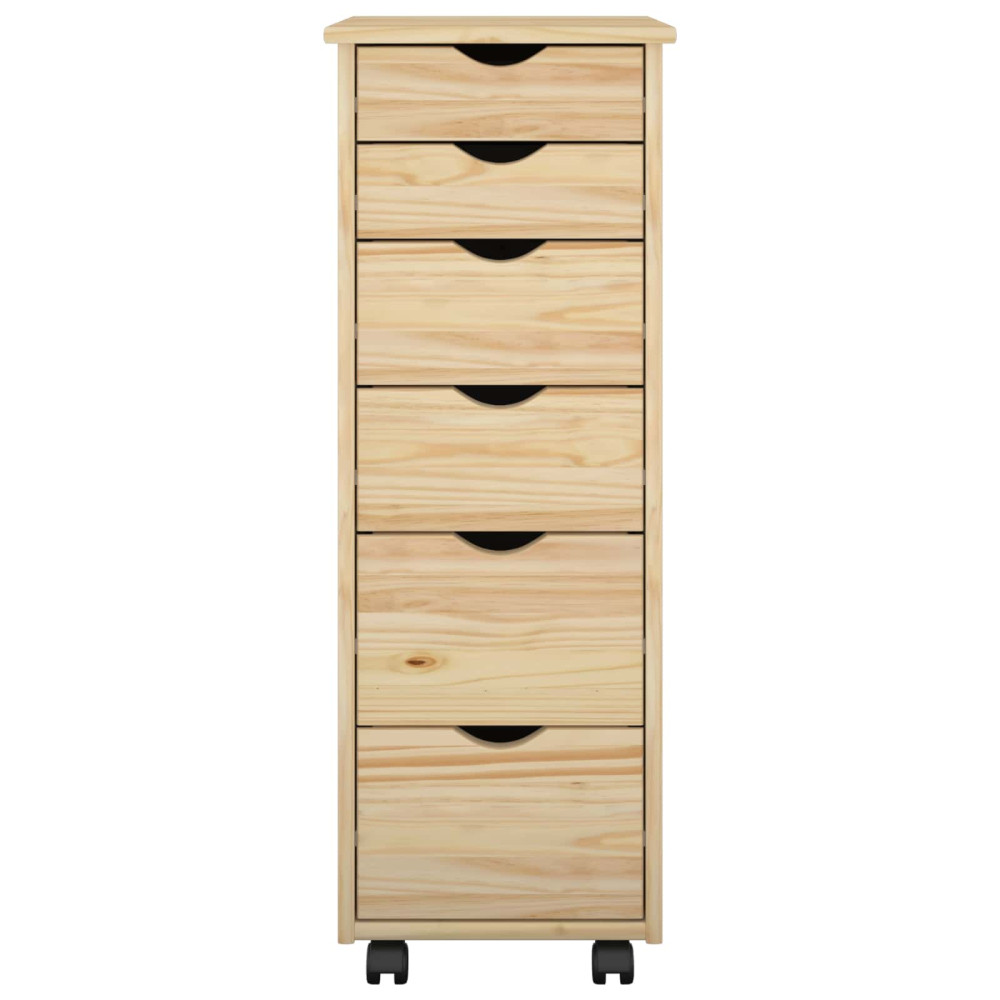 Produktbild för Rullande skåp med hjul Brun 34 x 39 x 93,5 cm Massiv furu
