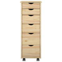 Produktbild för Rullande skåp med hjul Brun 34 x 39 x 93,5 cm Massiv furu