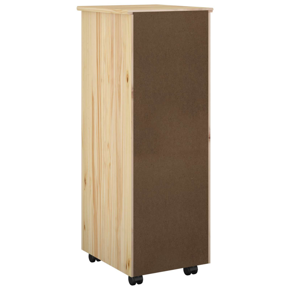 Produktbild för Rullande skåp med hjul Brun 34 x 39 x 93,5 cm Massiv furu