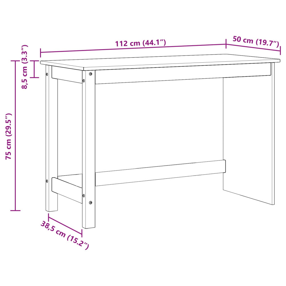 Produktbild för Skrivbord Brun 112 x 50 x 75 cm Massiv furu