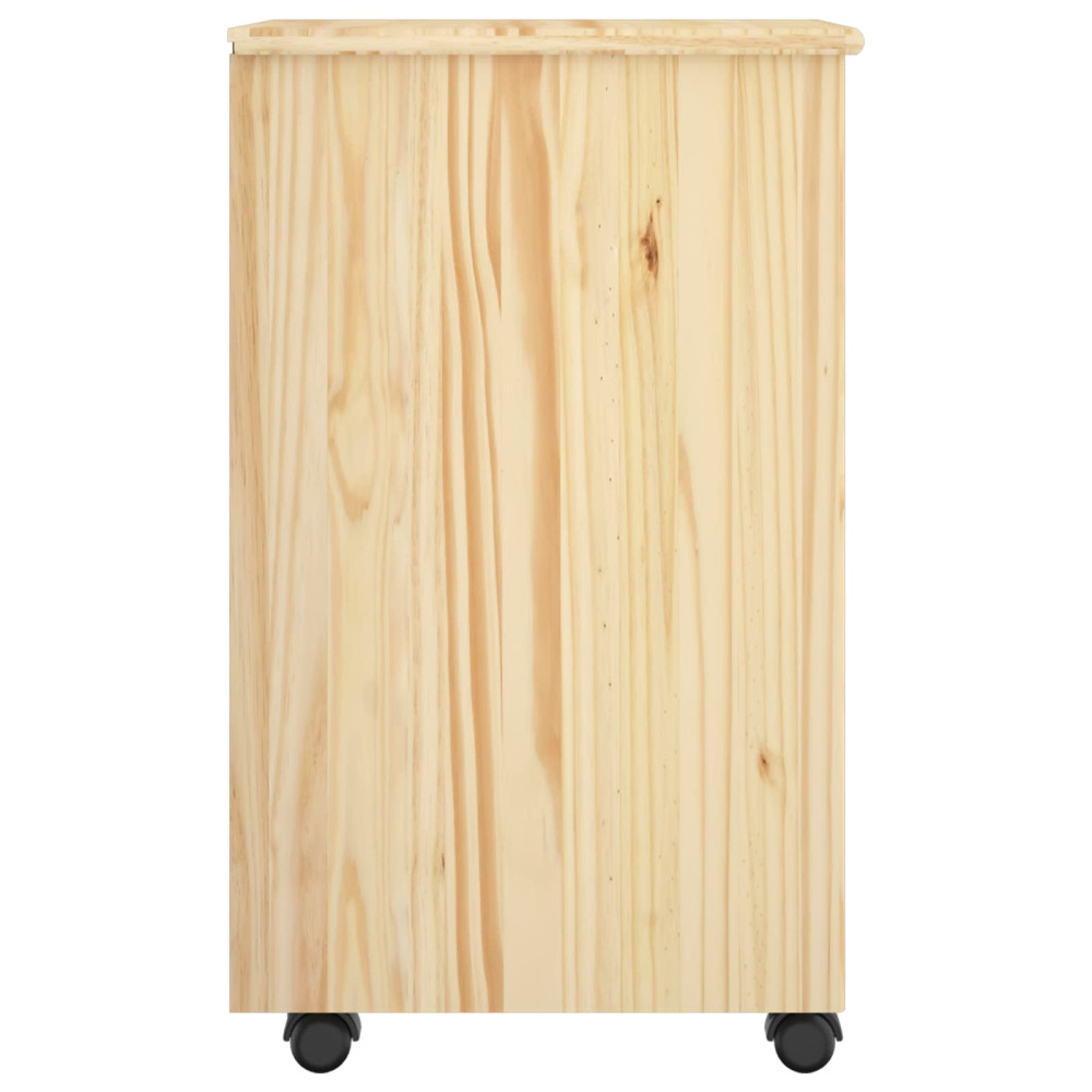 Produktbild för Rullande skåp med hjul Brun 63,5 x 39 x 65,5 cm Massiv furu