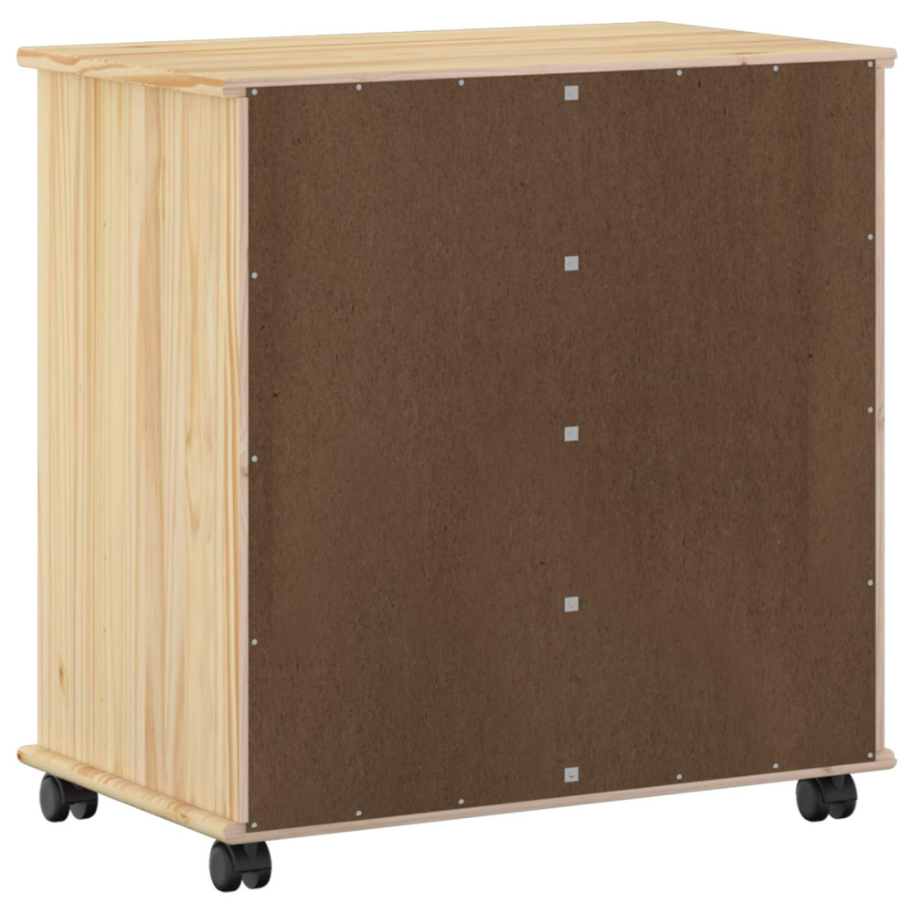 Produktbild för Rullande skåp med hjul Brun 63,5 x 39 x 65,5 cm Massiv furu