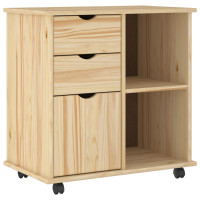 Produktbild för Rullande skåp med hjul Brun 63,5 x 39 x 65,5 cm Massiv furu