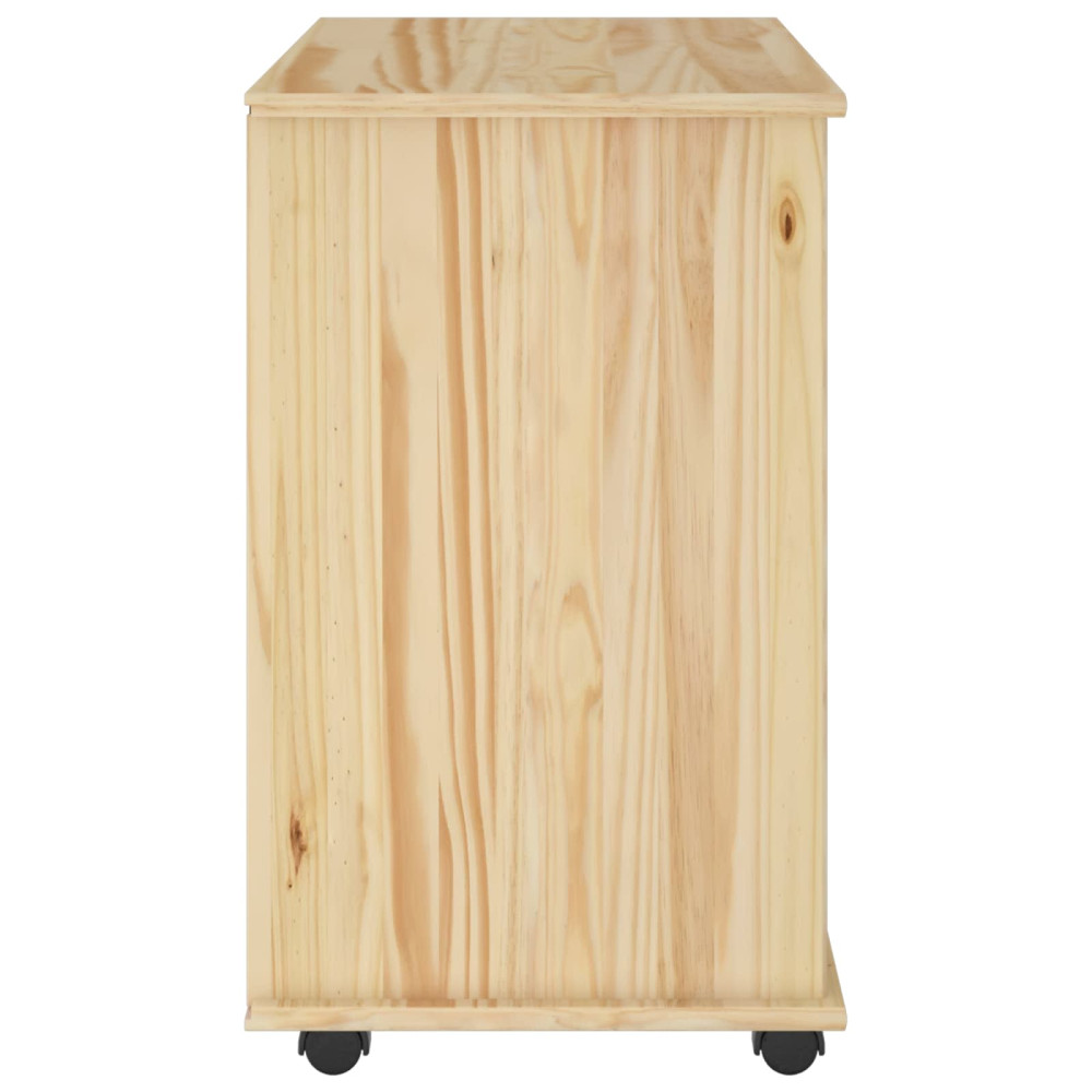 Produktbild för Rullande skåp med hjul Brun 63,5 x 39 x 65,5 cm Massiv furu