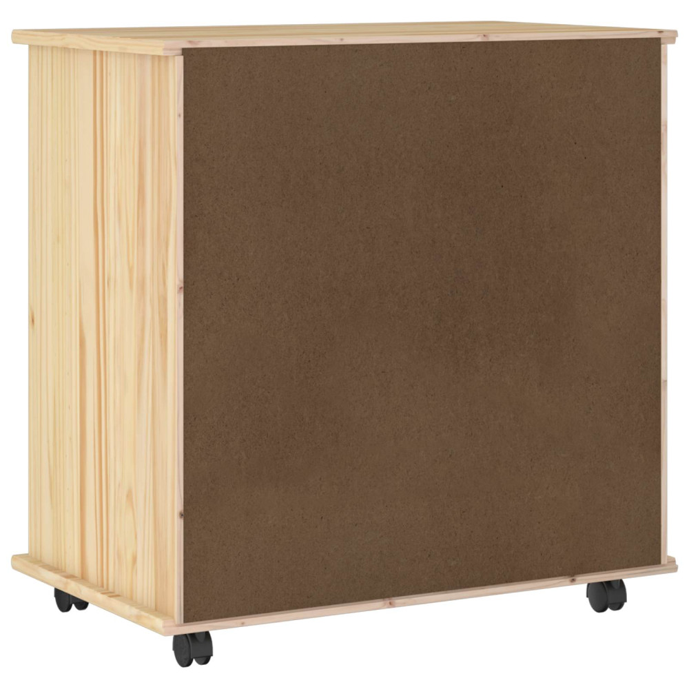 Produktbild för Rullande skåp med hjul Brun 63,5 x 39 x 65,5 cm Massiv furu