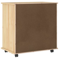 Produktbild för Rullande skåp med hjul Brun 63,5 x 39 x 65,5 cm Massiv furu