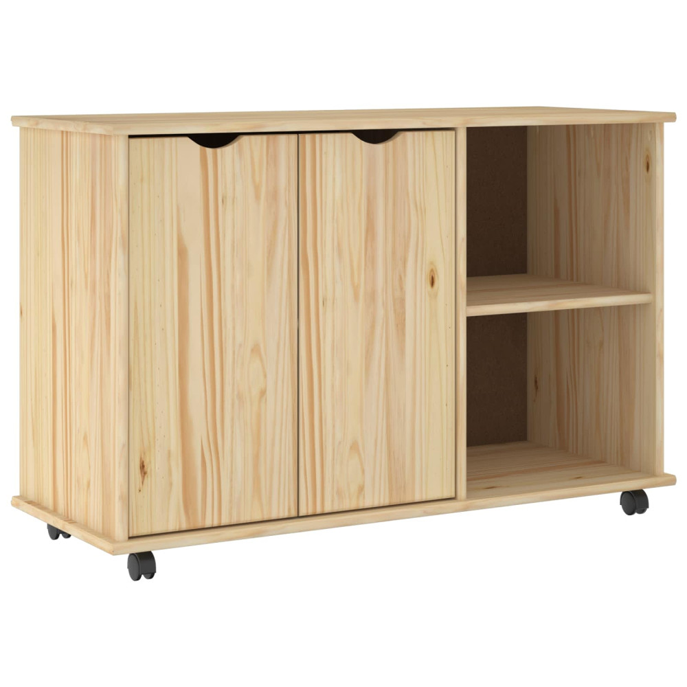 Produktbild för Rullande skåp med hjul Brun 100 x 39 x 65,5 cm Massiv furu