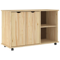 Produktbild för Rullande skåp med hjul Brun 100 x 39 x 65,5 cm Massiv furu