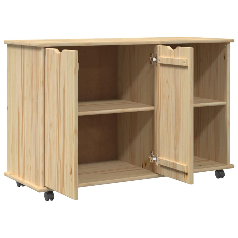 Produktbild för Rullande skåp med hjul Brun 100 x 39 x 65,5 cm Massiv furu