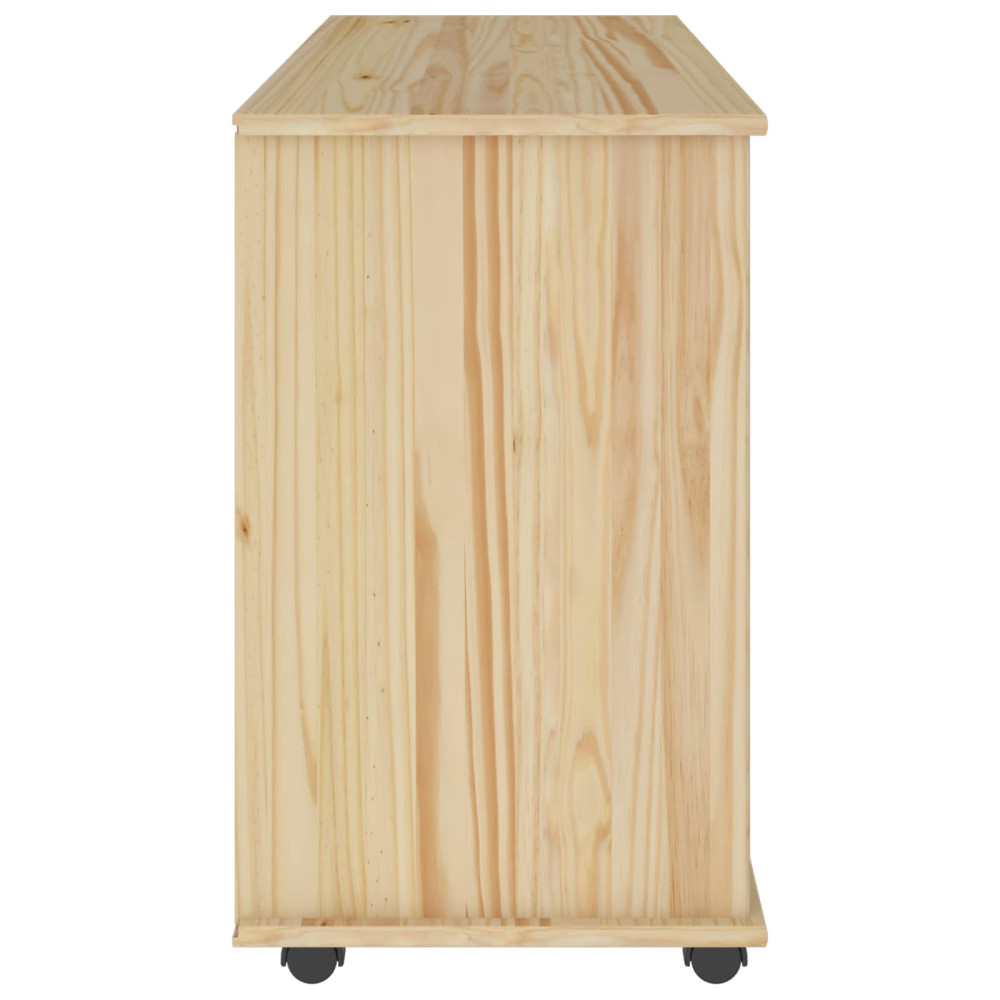 Produktbild för Rullande skåp med hjul Brun 100 x 39 x 65,5 cm Massiv furu