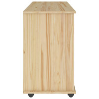 Produktbild för Rullande skåp med hjul Brun 100 x 39 x 65,5 cm Massiv furu