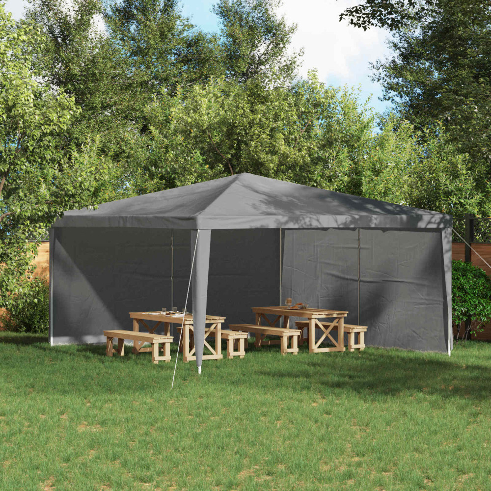 Produktbild för Partytältvägg 2 pcs Ljusgrå 400 x 195 cm PE och stål