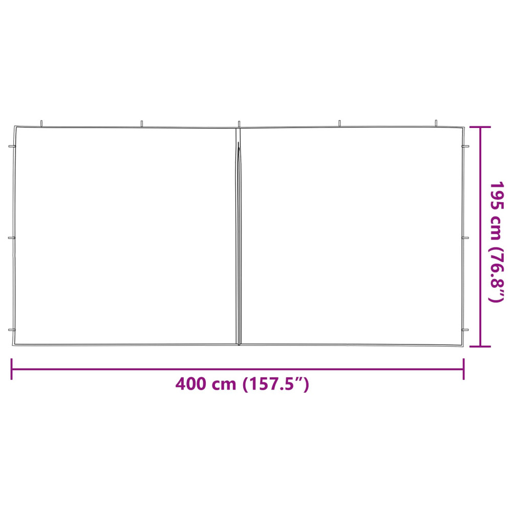 Produktbild för Partytältvägg 2 pcs Ljusgrå 400 x 195 cm PE och stål