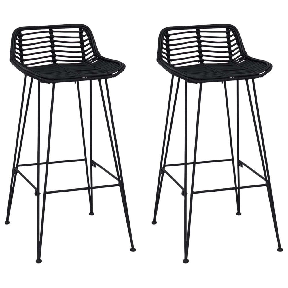 Produktbild för Barpall 2 pcs Svart 44 x 46 x 91 cm Rattan och Stål