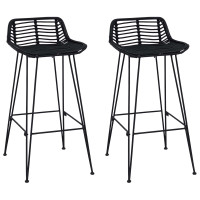 Produktbild för Barpall 2 pcs Svart 44 x 46 x 91 cm Rattan och Stål