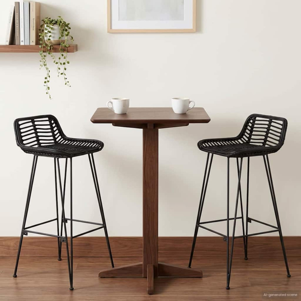 Produktbild för Barpall 2 pcs Svart 44 x 46 x 91 cm Rattan och Stål