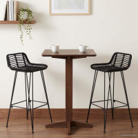 Produktbild för Barpall 2 pcs Svart 44 x 46 x 91 cm Rattan och Stål