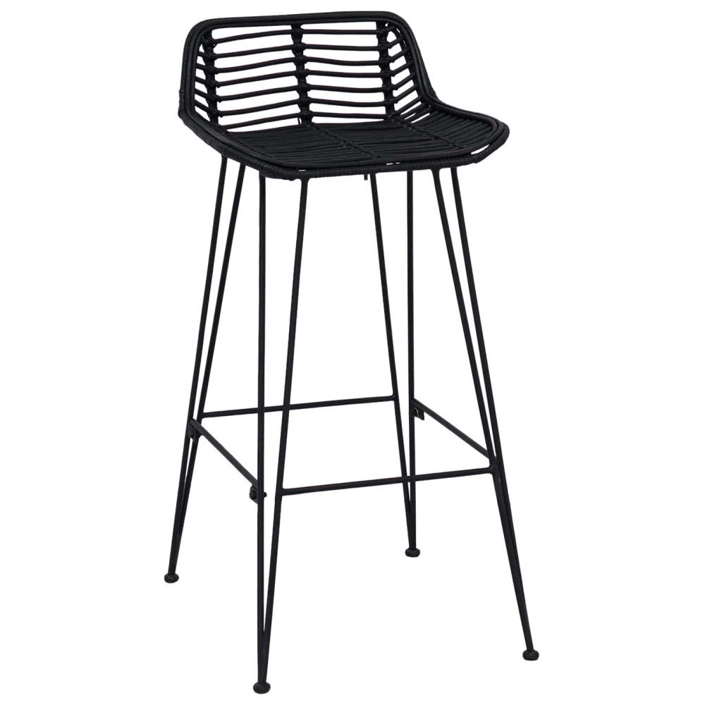 Produktbild för Barpall 2 pcs Svart 44 x 46 x 91 cm Rattan och Stål