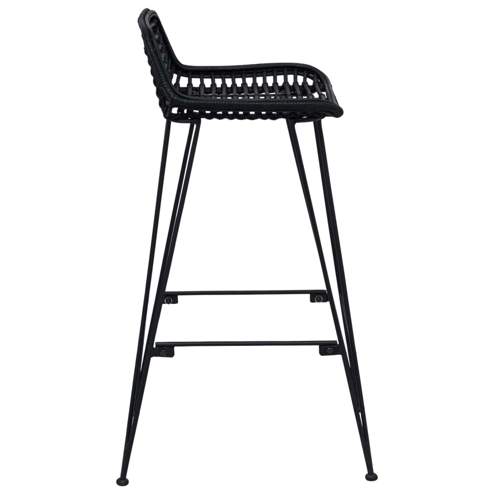Produktbild för Barpall 2 pcs Svart 44 x 46 x 91 cm Rattan och Stål