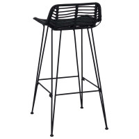 Produktbild för Barpall 2 pcs Svart 44 x 46 x 91 cm Rattan och Stål