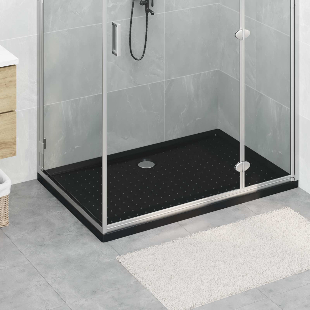 Produktbild för Duschbas Tray med Prickar Svart 120 x 80 x 4 cm ABS