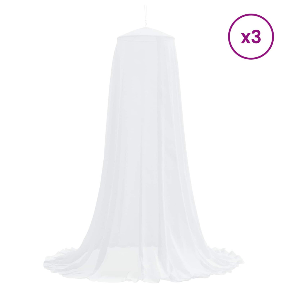 Produktbild för Myggnät för säng 3 pcs 156 nät Vit Ø56 x 220 cm Polyester